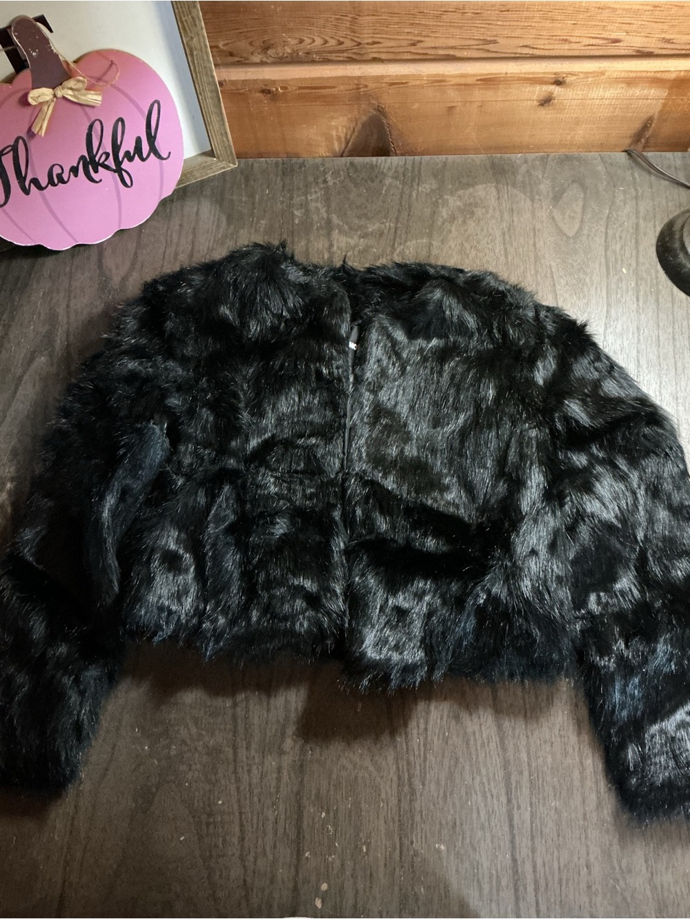 Fashion Nova Black Faux Fur Cropped Teddy Jacket